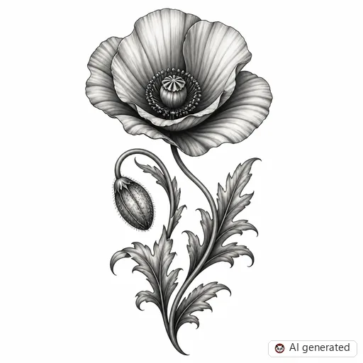Mohnblume-Tattoo-Entwurf im Stil Chicano