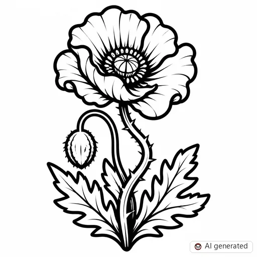 Mohnblume-Tattoo-Entwurf im Stil New School