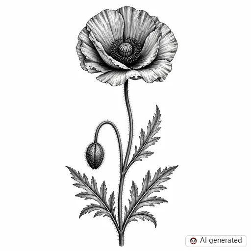 Mohnblume-Tattoo-Entwurf im Stil Realism