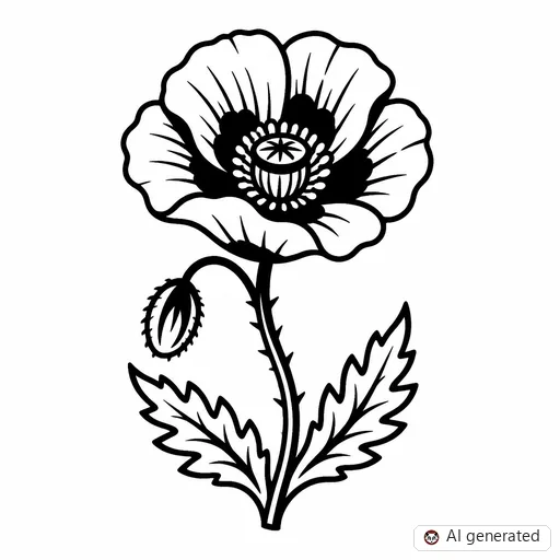 Mohnblume-Tattoo-Entwurf im Stil Traditional