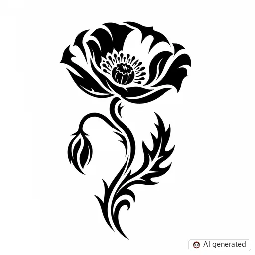 Mohnblume-Tattoo-Entwurf im Stil Tribal