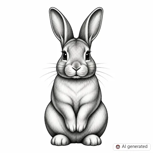 Rabbit tattoo design in Black & Grey style
