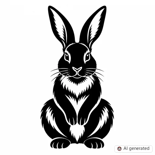 Rabbit tattoo design in Blackwork style