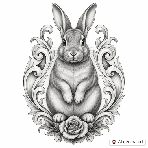 Hase-Tattoo-Entwurf im Stil Chicano
