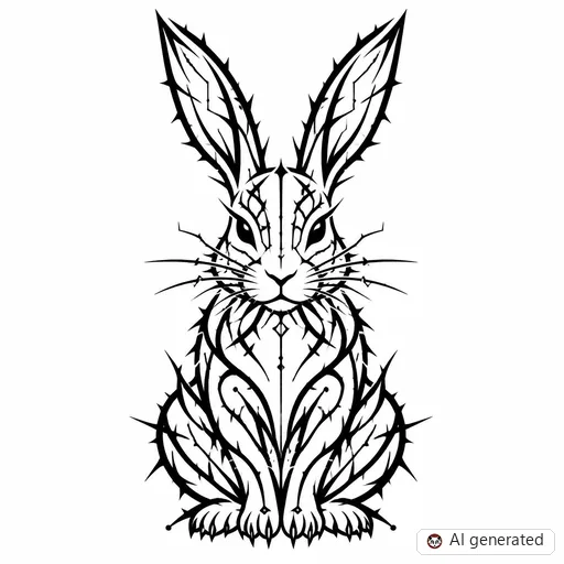 Rabbit tattoo design in Cybersigilism style