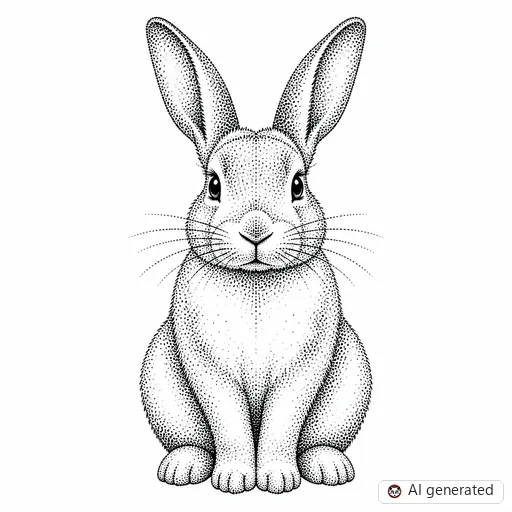 Rabbit tattoo design in Dotwork style