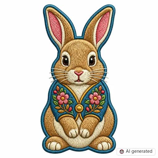 Diseño de tatuaje de Conejo en estilo Bordado