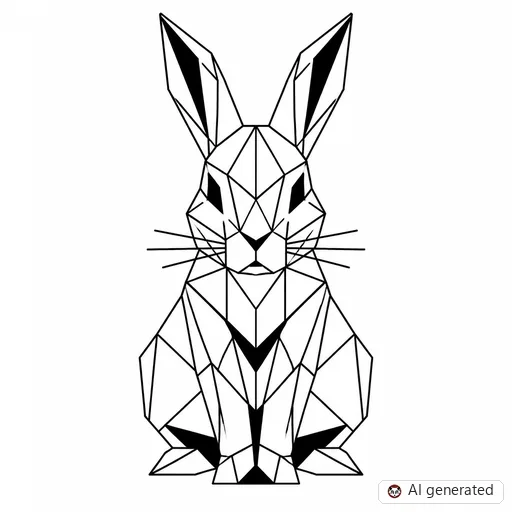 Rabbit tattoo design in Geometric style