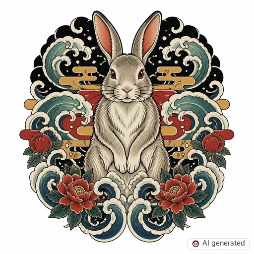 Hase-Tattoo-Entwurf im Stil Japanisch (Irezumi)