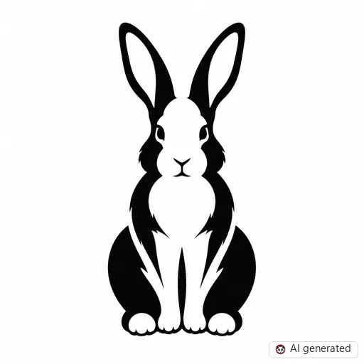 Hase-Tattoo-Entwurf im Stil Negative Space
