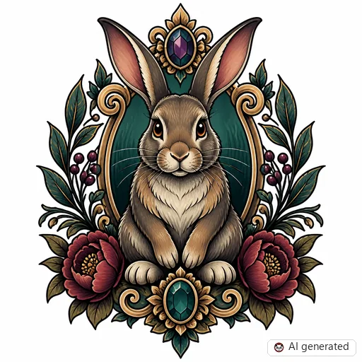 Hase-Tattoo-Entwurf im Stil Neo-Traditional