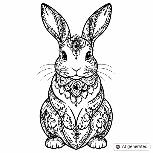 Rabbit tattoo design in Ornamental style