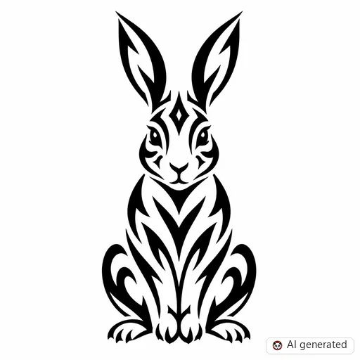 Rabbit tattoo design in Tribal style