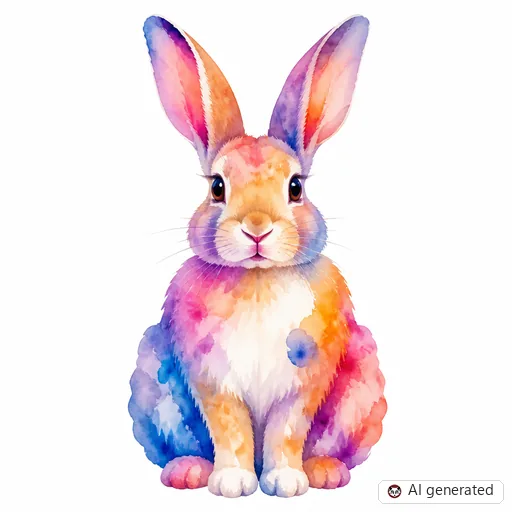 Rabbit tattoo design in Watercolor style