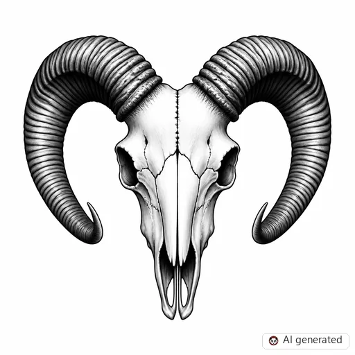 Ram tattoo design in Black & Grey style