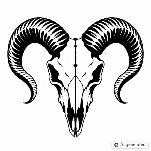 Ram tattoo design in Blackwork style