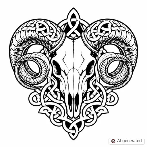 Disegno di tatuaggio Ariete in stile Celtico