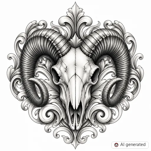 Widder-Tattoo-Entwurf im Stil Chicano
