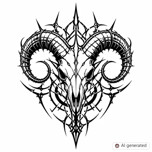 Ram tattoo design in Cybersigilism style