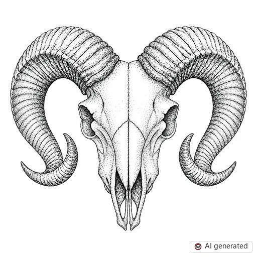 Ram tattoo design in Dotwork style