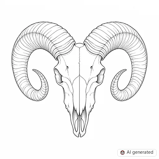 Ram tattoo design in Fine-Line style