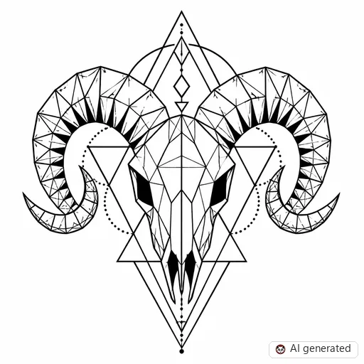 Ram tattoo design in Geometric style
