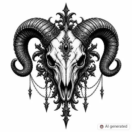 Disegno di tatuaggio Ariete in stile Gothic