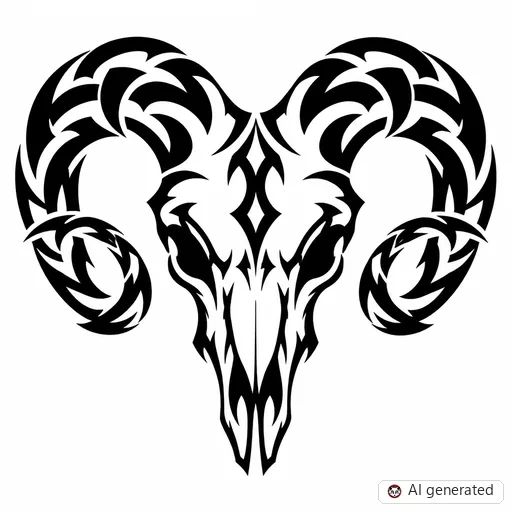 Ram tattoo design in Tribal style