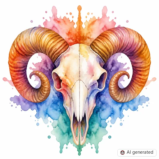 Ram tattoo design in Watercolor style