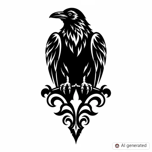 Raven tattoo design in Blackwork style