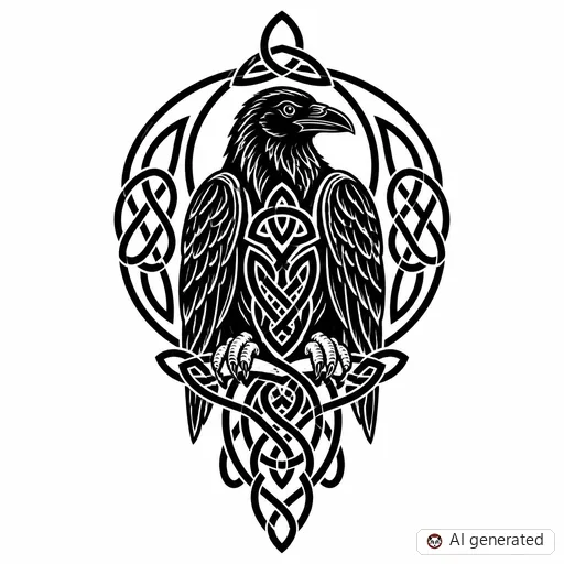 Disegno di tatuaggio Corvo in stile Celtico