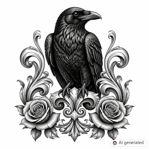 Rabe-Tattoo-Entwurf im Stil Chicano