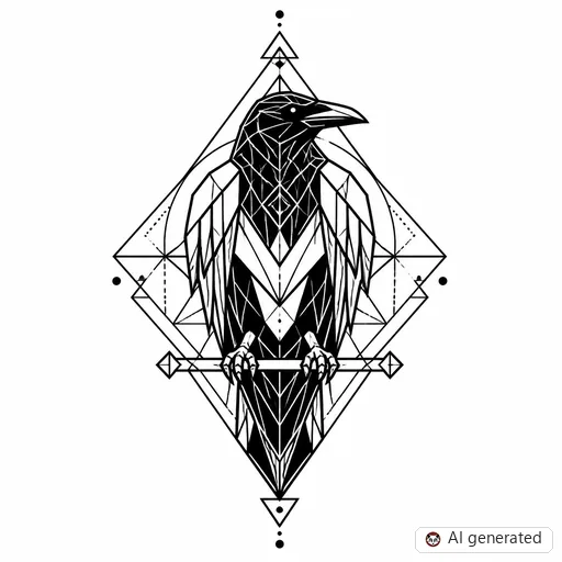 Raven tattoo design in Geometric style