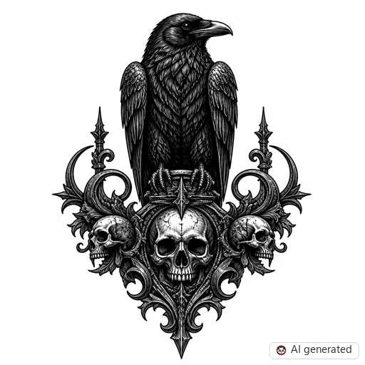 Disegno di tatuaggio Corvo in stile Gothic
