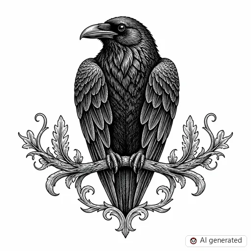 Raven tattoo design in Illustrative style