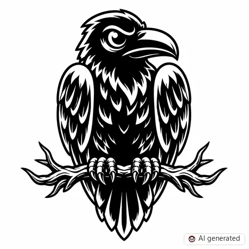Raven tattoo design in New School style