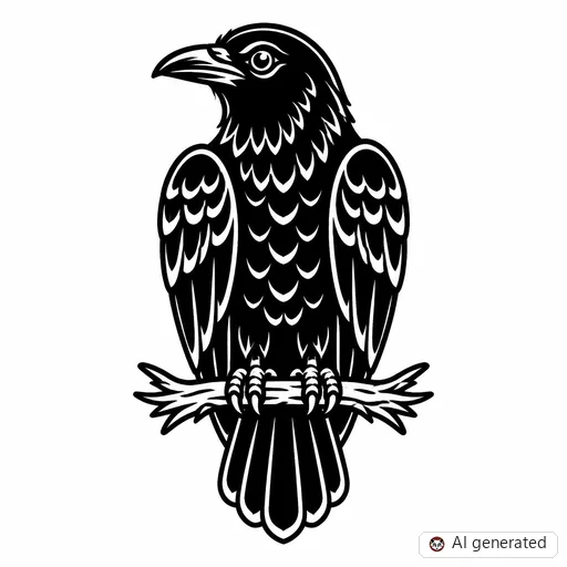 Raven tattoo design in Traditional style