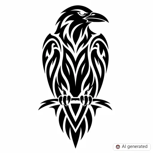 Raven tattoo design in Tribal style