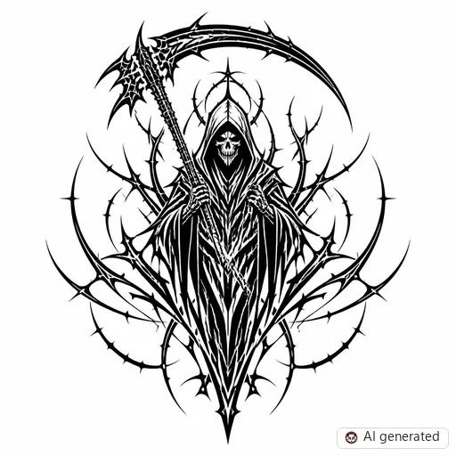 Reaper tattoo design in Cybersigilism style