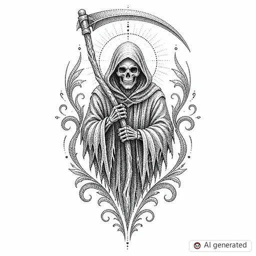 Reaper tattoo design in Dotwork style