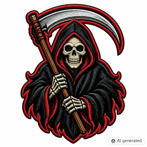 Diseño de tatuaje de Segador en estilo Bordado