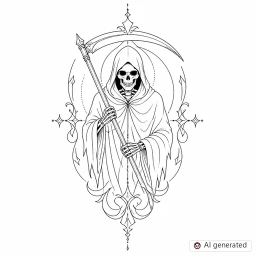Reaper tattoo design in Fine-Line style