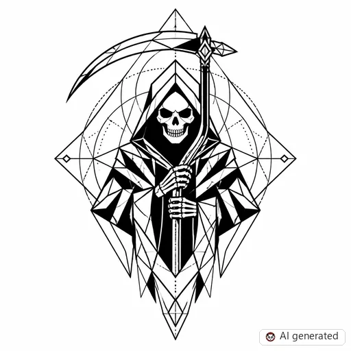 Reaper tattoo design in Geometric style