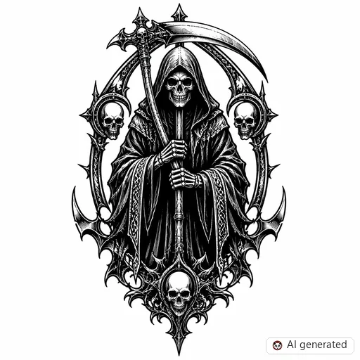Disegno di tatuaggio Mietitore in stile Gothic