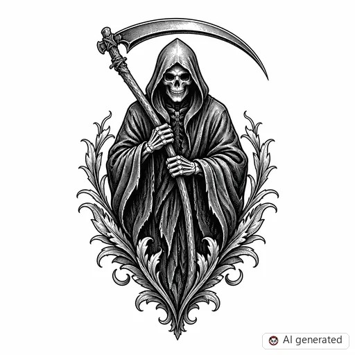 Reaper tattoo design in Illustrative style