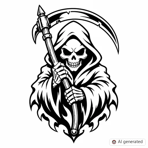 Reaper tattoo design in New School style