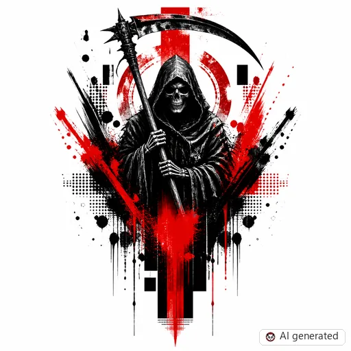 Reaper tattoo design in Trash Polka style