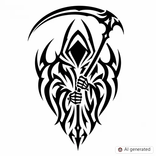 Reaper tattoo design in Tribal style