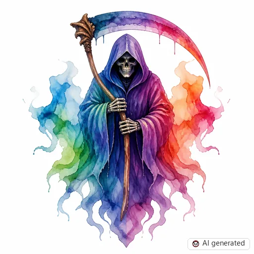 Reaper tattoo design in Watercolor style