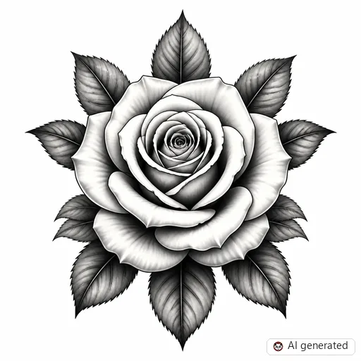 Rose tattoo design in Black & Grey style